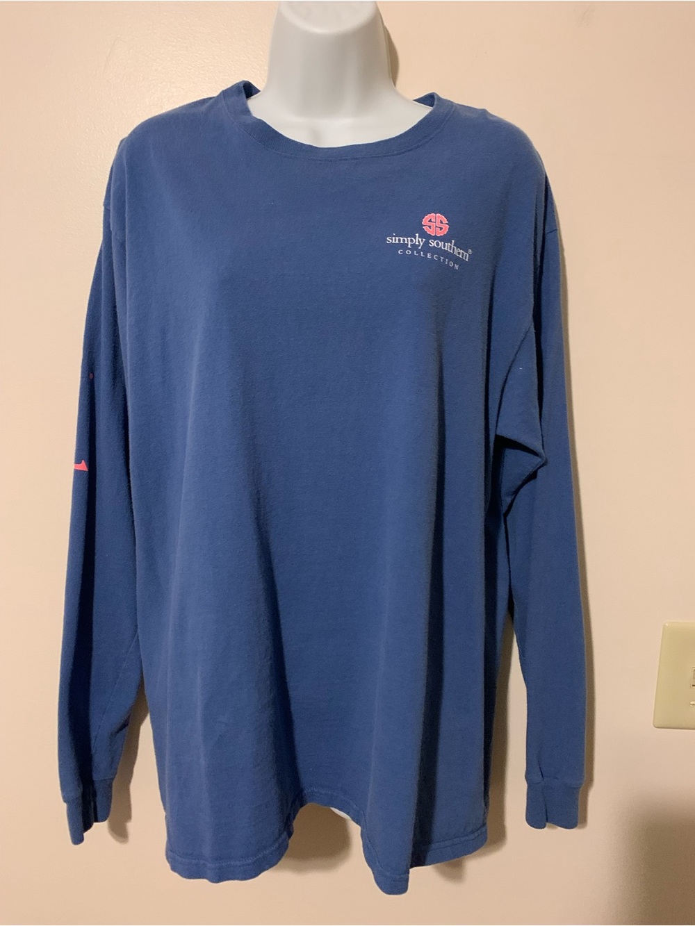 Simply Southern Navy Long Sleeve Tee with Pink Logo